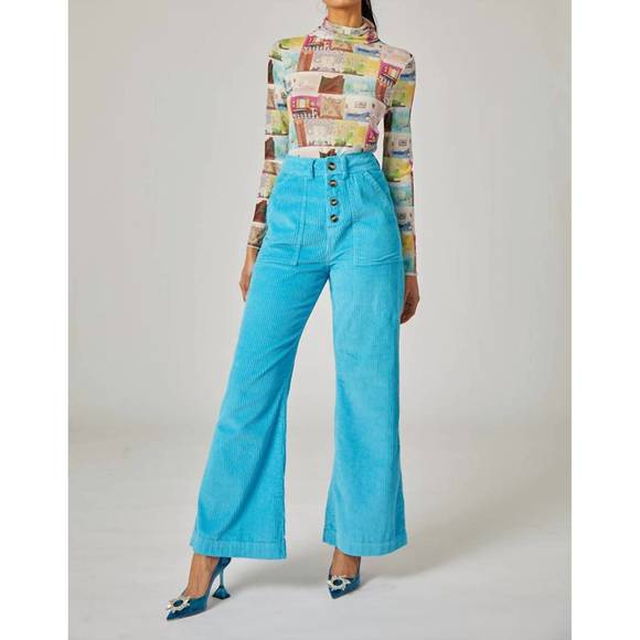 NEW RACHEL ANTONOFF mike pant in cyan - Picture 1 of 3